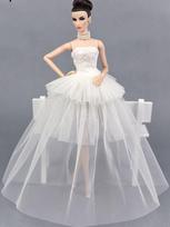 Aukštos Kokybės Grynai Balta Vakarėlio Suknelė Barbie Lėlės Drabužiai Daugiasluoksnė Vakarinė Suknelė Vestuvinės Suknelės Vestidoes Lėlės Aksesuarai balta