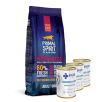 PRIMAL SPIRIT 60% Wilderness 12kg + ENZO VET Hipoalerginė dieta su kalakutiena šunims 3400g