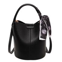 Shoulder and crossbody bucket pu red luxury two-purpose black bag for women versatile fashion