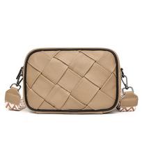 Leather Wide Shoulder Strap Messenger Bag Popular Bag Women'S Premium Texture Niche Retro Bag chaki