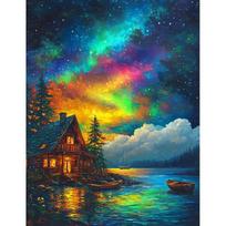 5d Diamond Painting Starry Sky Scenery Cross Stitch Full Round Drill Embroidery Forest Landscape Needlework Home Decor Full Round 20x30CM