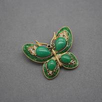 Cuifali Medieval Butterfly Enamel Brooch with Natural Stone - Insect Animal Clothing Accessory Other blue