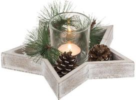 Žvakidė su padėkliuku WOODEN STAR&DECORATION