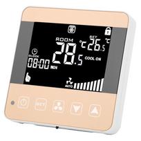 Pažangus LCD skaitmeninis centrinis oro kondicionierius ventiliatoriaus ritės bloko termostatas black