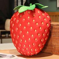 Didelė miela pliušinė braškinė pagalvė – minkšta vaisių pagalvėlė lėlė 35cm 0.6kg