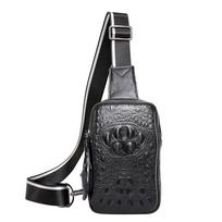 Men'S Leather Breast Bag Casual Large Capacity Messenger Bag Outdoor Trend Backpack First Layer Cowhide Chest Satchel