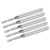 5 vnt CNC galiniai frezai, spiraliniai volframo plieniniai vienos rievės frezavimo pjovikliai 3,175x2x12x38mm