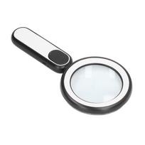 Rankinis didinamasis stiklas 20X optinis didintuvas su 21 LED lempute, USB įkrovimas, jutiklinis jungiklis, juodas juoda balta spalva