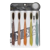 Sam's Bamboo Charcoal Silk Toothbrushes - 5 Pack with Long Heads black