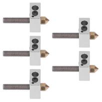 5 Set 3D Printer Hotend Brass Nozzle Throat Tube Heater Block Extruder Parts for Anet A8 A2