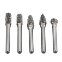 5 vnt. 6x10 mm dvigubo pjovimo volframo karbido rotacinių dildžių rinkinys mašinoms, aviacijai, automobiliams, laivams