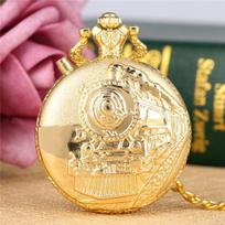 Naktį švytintis LED blykstės kvarcinis kišeninis laikrodis Unikalus bronzinis/sidabrinis/auksinis steampunk traukinio lokomotyvo variklio FOB švytintis grandinėlės laikrodis Prabangus laikrodis auksas