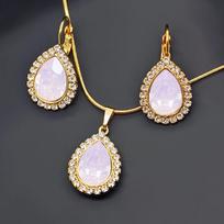 Papuošalų rinkinys moterims DiamondSky „Celestial Drop (Rose Water Opal)“ su Swarovski kristalais
