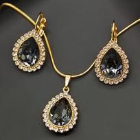 Papuošalų rinkinys moterims DiamondSky „Celestial Drop (Silver Night)“ su Swarovski kristalais