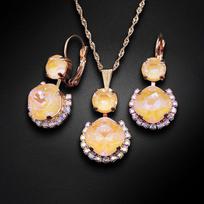 Papuošalų rinkinys moterims DiamondSky "Clarice VI (Peach DeLite)" su Swarovski kristalais