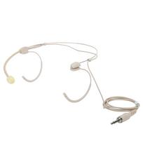 Beige 3.5mm Jack Male Screw Lock Binaural Hanging Microphone for bodypack Transmitter
