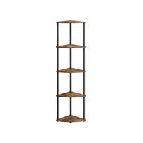 Kampinė pastatoma lentyna su 5 lygiais | 38,3 x 27 x 139 cm | Ruda