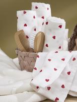 Marlinių (muslino) vystyklų komplektas, 3 vnt. 30x30, Meyco Baby (Sweet Heart red)