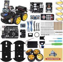 "Elegoo" išmaniųjų robotų automobilių rinkinys V3.0 UNO elektrinis konstrukcinis rinkinys su UNO R3, linijos sekimo moduliu, ultragarso jutikliu, programėlės valdymu per išmanųjį telefoną ir kt. Automobilinis robotas-žaislas suaugusiesiems ir vaikams