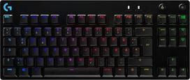 "Logitech G PRO TKL" mechaninė žaidimų klaviatūra, "GX-Blue Clicky" jungikliai, "LIGHTSYNC RGB" dizainas, be skaitmeninės klaviatūros, skirta el. sporto žaidimams, nuimamas "micro USB" laidas, vokiškas QWERTY išdėstymas, juoda