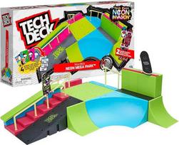 "Tech Deck", neoninis "Mega Park X-Connect Creator" reguliuojamų rampų rinkinys su dviem pirštų lentomis, šviečiantis tamsoje Vaikų žaislai berniukams ir mergaitėms