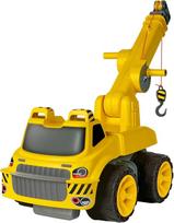 BIG - "Power-Worker Maxi Crane" (geltonas) - didelis žaislinis kranas su gervėmis ir ištraukiama krano ranka, vaikiška transporto priemonė nuo 3 metų (iki 50 kg)