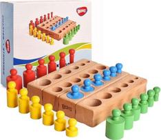 BOHS Montessori cilindrinių kaladėlių dėlionė - 6 mygtukai / 17 cm - rūšiavimo ir prijungimo žaidimas nuo 2 metų