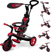 GLOBBER Explorer Trike 4-in-1 Red - triratukas, balansinis dviratukas ir vežimėlis 10/8,5 colių - TPR sėdynė - reguliuojamo aukščio vaikiška transporto priemonė