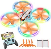 i9C dronas su HD kamera vaikams, mini dronas su spalvotais LED žibintais, RC kvadrokopteris su WiFi transliacija, bepilotis režimas, trajektorija, žaislinės dovanos berniukams mergaitėms pradedantiesiems