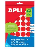 Apvalūs etiketiniai lipdukai APLI, 10 mm, 126 lipdukai lape, 8 lapai