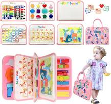TUNJILOOL Busy Board Montessori žaislas nuo 1 2 3 4 metų mažylių veiklos lentos motorinių įgūdžių žaislas Dovanų berniukas mergaitė Kūdikis Sensorinis mokymosi žaislas Motorinių įgūdžių lenta Kelionės automobilis lėktuvas