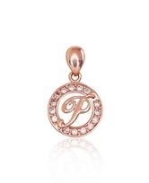 Auksinis pakabukas raidė P su cirkoniais – 585 raudonas auksas, 17 mm