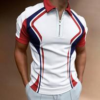 Laisvalaikio vyriški madingi marginti trumpomis rankovėmis POLO marškinėliai T-shirt S raudona