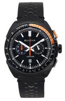 Bulova Racer Chronograph Odinis Dirželis Juodas Ciferblatas Kvarcinis 98B428 100M Vyriškas Laikrodis juoda