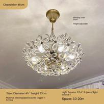 Šviesus prabangus valgomojo šviestuvas šviestuvas Crystal Retro Creative individualizuotas žiedlapis Svetainės miegamojo šviesa 6 headlamps