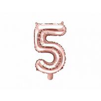 Folinis balionas Skaičius "5", 35 cm, auksinis/rožinis
