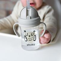 Akuku  gertuvė su šiaudeliu nuo 9 mėn., 300ml, su dviem rankenėlėmis, OWL A0204