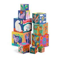Edukacinės kartoninės kaladėlės - Laukiniai gyvūnai (10 vnt), DJECO DJ08511