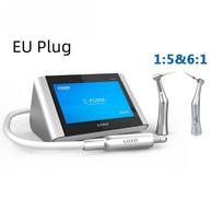 COXO Master dantų elektrinis variklis su 1:5 & 6:1 Kampinis antgalis Pilnai jutiklinis Mikromotoras Stomatologinė įranga EU Plug sidabras