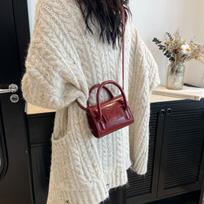 Bag Popular Shoulder Messenger Bag Retro Mini Portable Small Bag Women'S Solid Color Texture Small Square Bag raudona