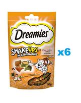 DREAMIES ShakeUps Multivitamins 6x55g Kačių skanėstas su vištiena, antiena ir katžole