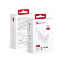 Universal 2 USB type C sockets - 3A 35W with PD and Quick Charge 4.0 Forcell White
