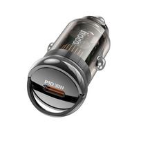 Universal car charger Type C PD QC3.0 3A 30W Z53 transparent Hoco Black