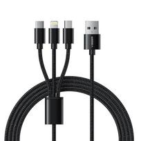 Universal cable 3in1 USB to Type C + Apple Lightning 8-pin + Micro 2A V303 1,2m Melns