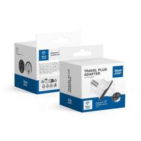 Universal travel adapter GO TO Europe (Type E) Blue Star White