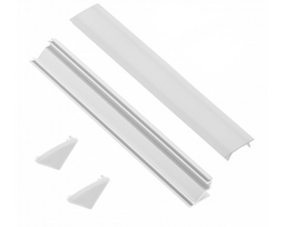 LED juostų profilio komplektas GTV, kampinis, 45 laipsnių, paviršinio montavimo, baltos sp., 2 m