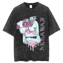 Cyberpunk Edgerunners Hip Hop skalbinti marškinėliai moterims Unisex gatvės stilius L juoda