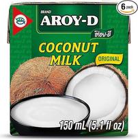 "Aroy-D" kokosų pienas - kokosų pienas maistui gaminti ir kepti - idealiai tinka desertams, sriuboms, kokteiliams ir kokteiliams - 6 x 150 ml