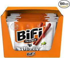 "BiFi" kalakutienos lazdelės - 100 vnt. (100 x 20 g) - kalakutienos dešrelių užkandis - ore džiovintos mėsos ir dešrelių pakuotė - su pipirais, kalendromis ir česnakais - ideali užkandžių dėžutė - dešrelių pakuotė