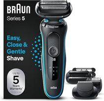 "Braun Series 5" elektrinis skustuvas vyrams su 2 "EasyClick" priedais, elektrinis skustuvas / barzdos kirptuvas, "EasyClean", drėgnas ir sausas, įkraunamas ir belaidis, 51-M1850s, mėtų žalumo